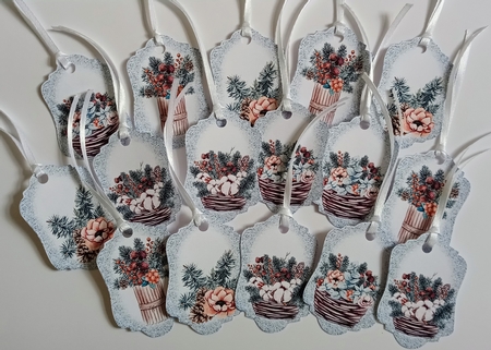 4 Light blue Christmas floral toppers 2 by Jackie Odonnell