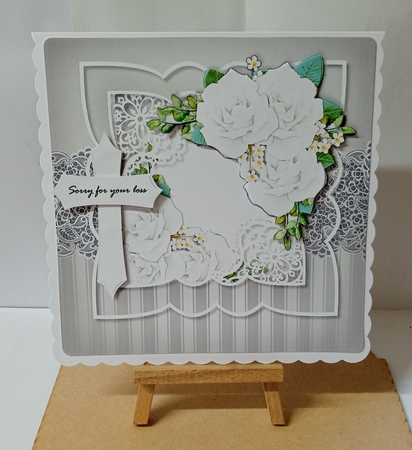 Sympathy Roses  Scallop Frame by Jackie Odonnell