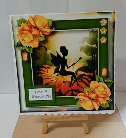 Beautiful Fairy Silhouette & Orange Roses 8x8 by Jackie Odonnell