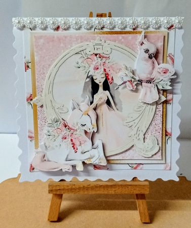 Beauty and the Unicorn 4 Card Front and Inserts Kit by Jackie Odonnell