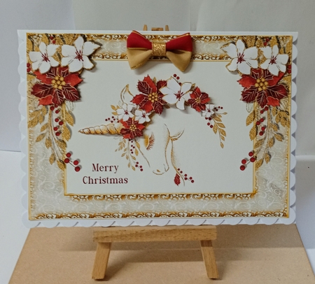 Pretty Christmas Unicorn Card Front by Jackie Odonnell