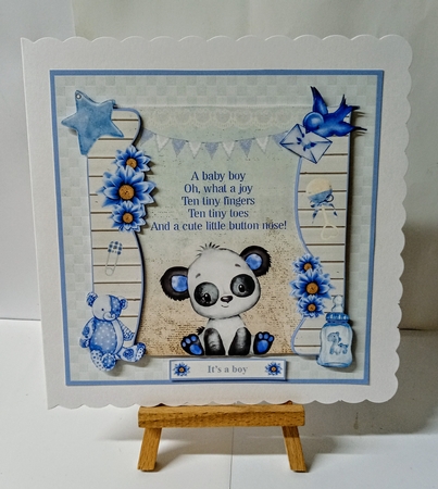 Panda - New Baby Boy Card Mini Kit & Decoupage by Jackie Odonnell