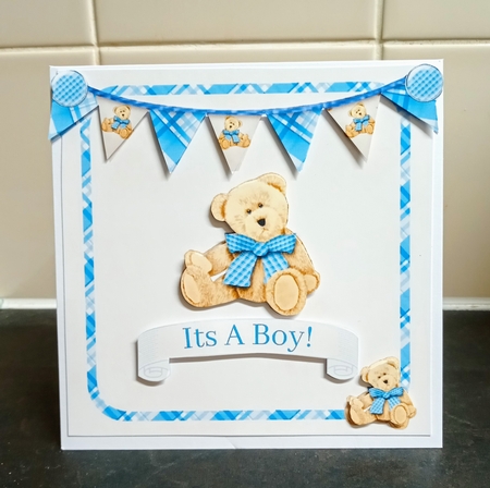 New Baby Boy teddy bear  by Jackie Odonnell