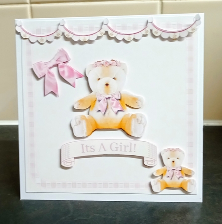 New Baby  girl teddy bear by Jackie Odonnell
