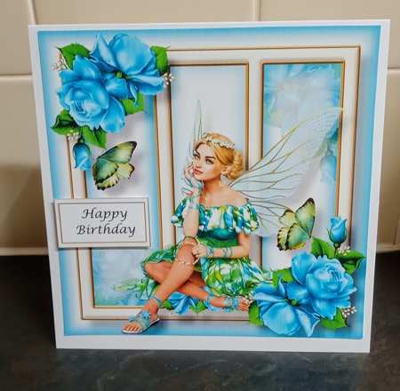 Fabulous Fairy - Blue & Green 8x8 by Jackie Odonnell