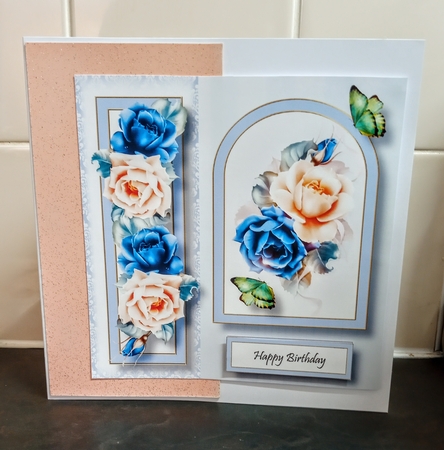 Floral Arched Frame - Myra Roses 8x8 by Jackie Odonnell