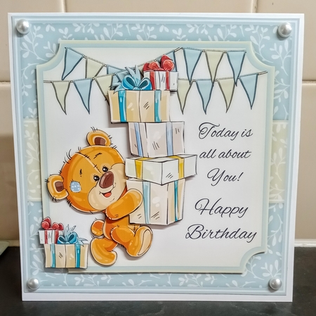 Cute Teddy with Parcels Mini Kit by Jackie Odonnell