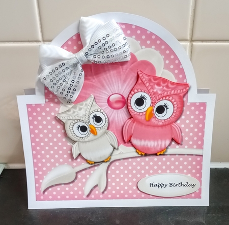 Shaped card  Cute Birthday Owls Mini Kit by Jackie Odonnell