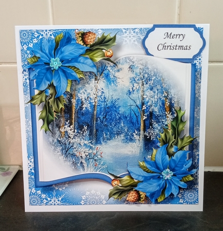 Open Book Scenic Christmas - Blue Snowy Woods by Jackie Odonnell