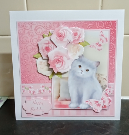 Grey Kitten - Decoupage Card Mini Kit by Jackie Odonnell