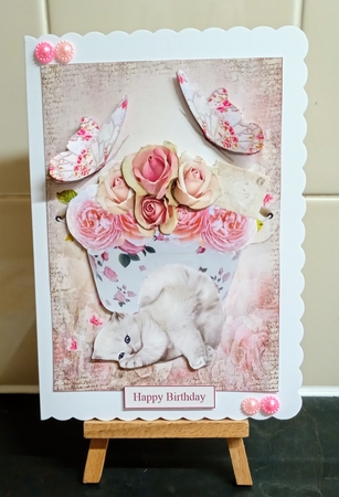 Playful Kitten and Roses Topper with Decoupage by Jackie Odonnell