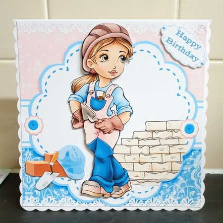 8x8 bricklayer girl well done/birthday mini kit by Jackie Odonnell