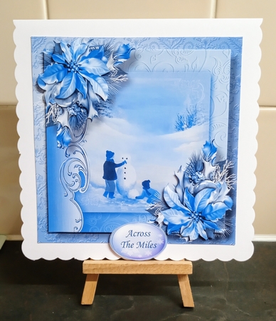 Christmas Monochrome Blue - Building A Snowman by Jackie Odonnell