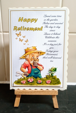 Retirement 6 - 7x5 inch topper with decoupage by Jackie Odonnell
