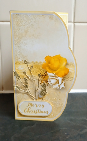 Yellow Christmas Roses - Wrapover Card Mini Kit by Jackie Odonnell