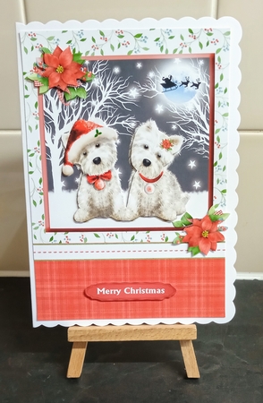 Cute westies christmas card front & decoupage by Jackie Odonnell