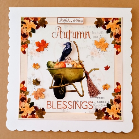 Autumn Blessings Decoupage 7x7ins Topper 3 by Jackie Odonnell