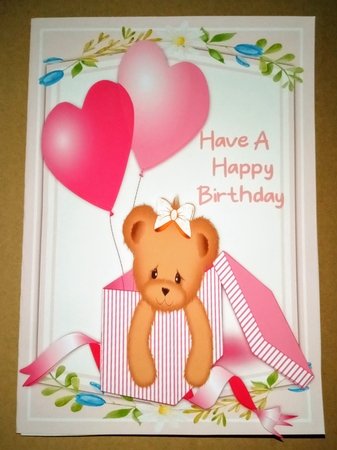 A5 Mini Kit, Happy Birthday Girl Bear by Jackie Odonnell