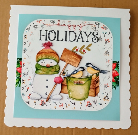Cute  Snow  Man & Snowballs   7x7  by Jackie Odonnell