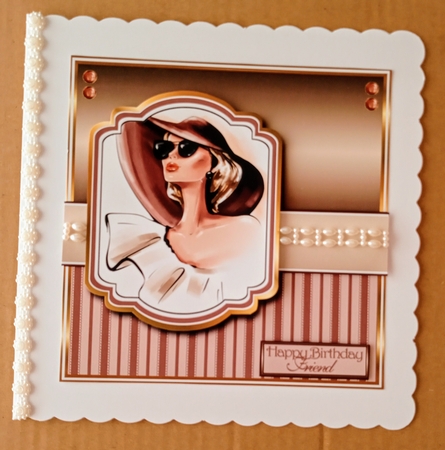 7x7 Lady in Hat Card Front with Pyramage Mini Kit - x5 A4 sheets  by Jackie Odonnell