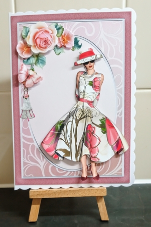 A5 Pink Lady with Roses & Butterfly Without Wording by Jackie Odonnell