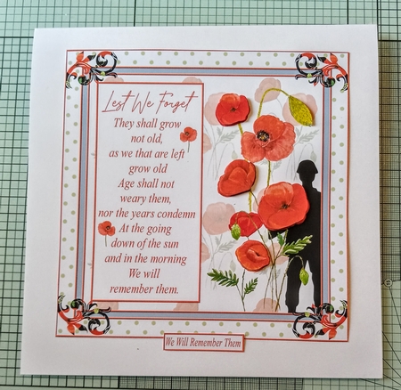 Remembrance Day Decoupage 7x7ins Topper 1 by Jackie Odonnell