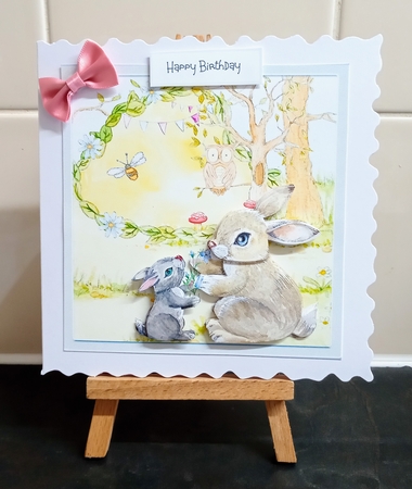 Mother and baby rabbit 6x6 by Jackie Odonnell