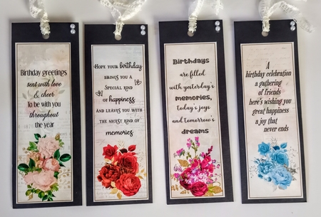 Floral Birthday 4 x Bookmarks 4 by Jackie Odonnell