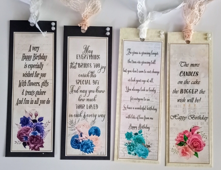 Floral Birthday 4 x Bookmarks 5 by Jackie Odonnell