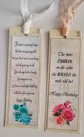 Floral Birthday 4 x Bookmarks 5 by Jackie Odonnell