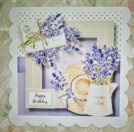 Lavender Letters - Straw Hat & Flower Jug by Jackie Odonnell