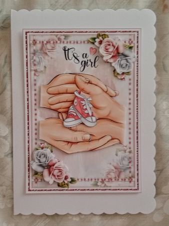 Its A Girl Card Front 02 With Decoupage by Jackie Odonnell