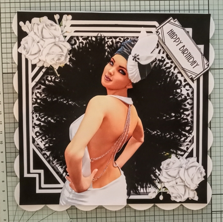 White rose art Deco  by Jackie Odonnell