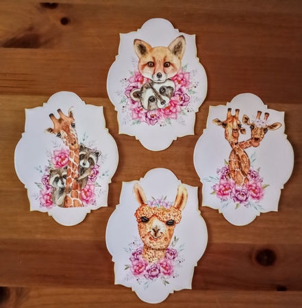 4 Lilac floral friends toppers by Jackie Odonnell