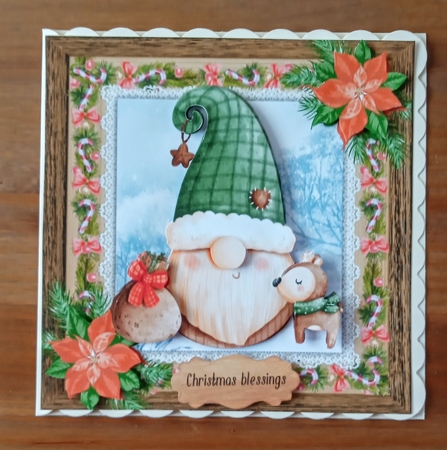 Vintage style santa with a green hat  6x6  by Jackie Odonnell
