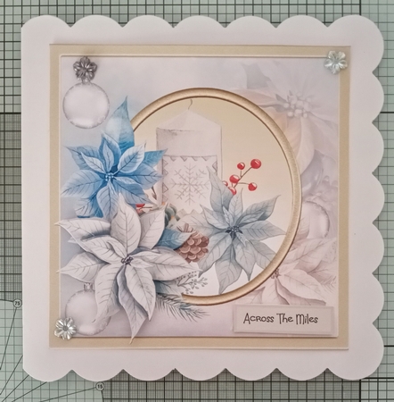 Candles and poinsettia 7x7 by Jackie Odonnell