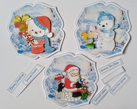 Teddy bears, snowman and Santa toppers by Jackie Odonnell