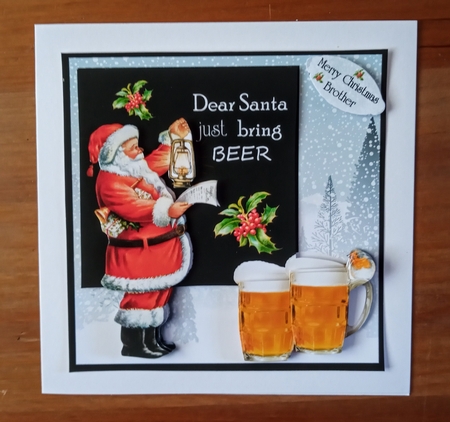 Santa Just Bring Beer 6 x 6 by Jackie Odonnell