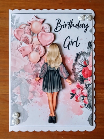 Birthday girl balloons 8x8 &A5 mini kit by Jackie Odonnell