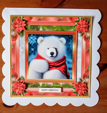 Christmas Polar Bear 7x7ins Topper  by Jackie Odonnell