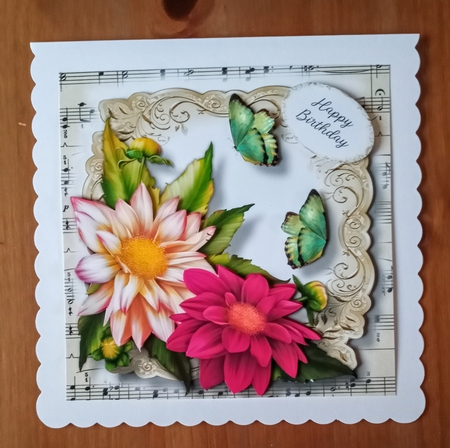 Fabulous Floral With Sheet Music - Dahlias by Jackie Odonnell