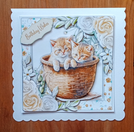 8x8 Mini Kit Beautiful  Kittys in a Basket by Jackie Odonnell