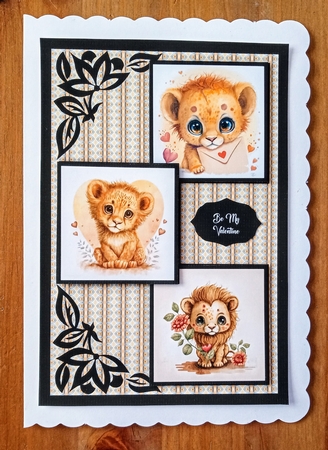 Lion Love Three Square Quick Card by Jackie Odonnell