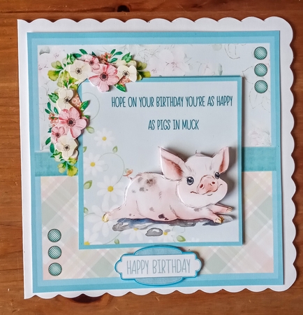Pigs in Muck Card - 7x7 inch square card by Jackie Odonnell