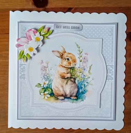 FLOWER BUNNIES 7x7 by Jackie Odonnell