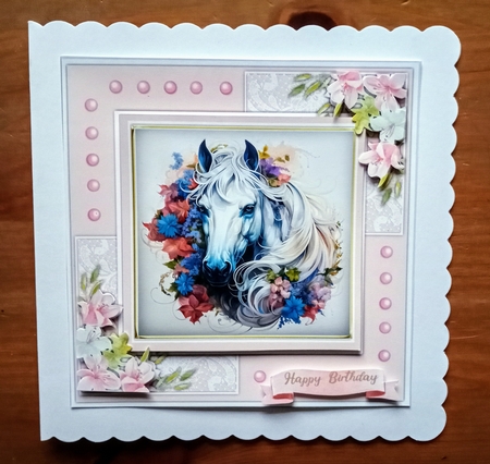 8x8 Beautiful Floral Stallion by Jackie Odonnell