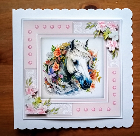 8x8 Beautiful Floral Stallion by Jackie Odonnell