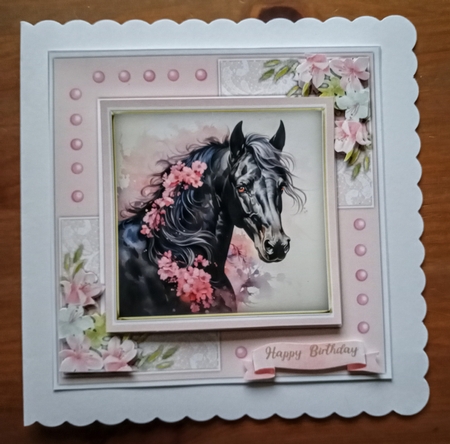 8x8 Beautiful Floral Stallion by Jackie Odonnell