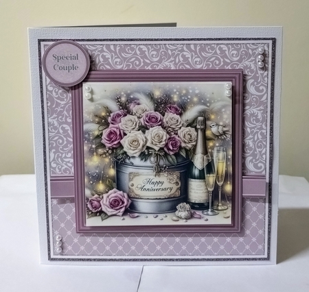 6x6 Anniversary Floral Bucket 12 - Card Front, Toppers and sentiments  by Jackie Odonnell