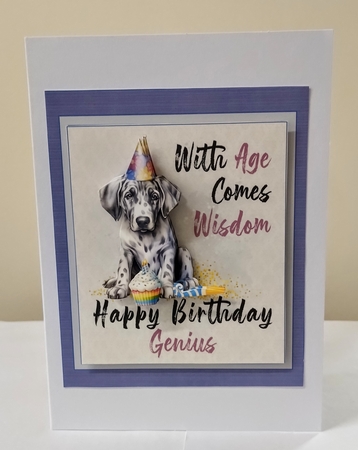 ONE GENIUS BIRTHDAY DOG HUMOROUS OLDIES TOPPER by Jackie Odonnell